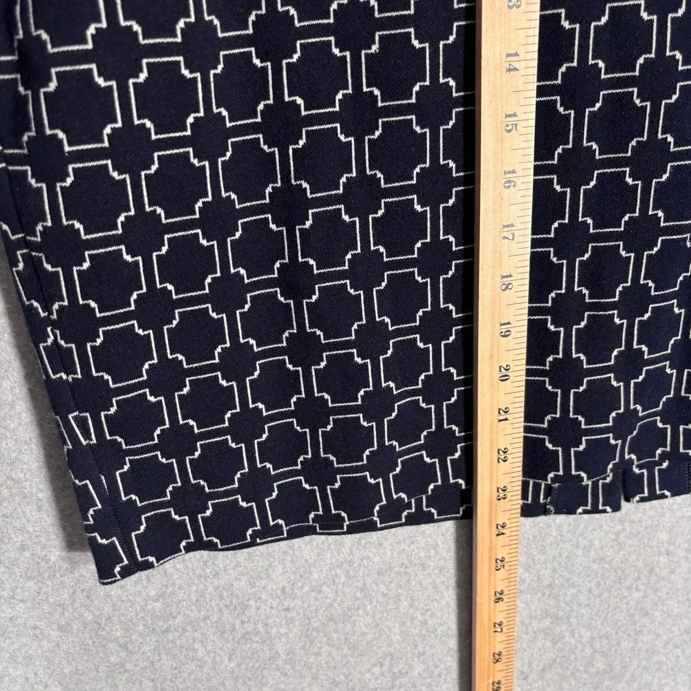 Talbots Mini Skirt 14W Navy White Geometric Ponte Knit Stretch Career Classic